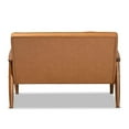 thumbnail image 4 of Bowery Hill 17.3" Mid-Century Leather/Wood Loveseat in Walnut Brown, 4 of 8