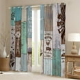 thumbnail image 2 of Erosebridal Farmhouse Rustic Curtains & Drapes Cabin Decor, Vintage Country Wooden Curtains 38"Wx45"L Teens Adult, Farm Animal Barn Door Windmill Blackout Curtains Lodge Decor, Teal Brown, 2 of 5