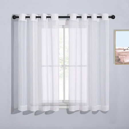 ZMLEVE Bedroom Sheer Curtains 54 inch Length - Grommet Top Voile