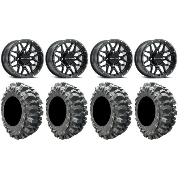 Raceline Krank 14" Black Wheels 31" Bogger Tires Polaris RZR XP 1000 / PRO XP / Ranger XP 900/1000