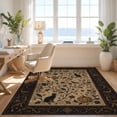 thumbnail image 3 of Design&I 2'x3' Washable Accent Rug Beige Black Autumn Elegance with Floral Accents Intricate Border Design Featuring Seasonal for Kitchen, Pet Station, Friendly & Non-Slip Built-In Grip, 3 of 7