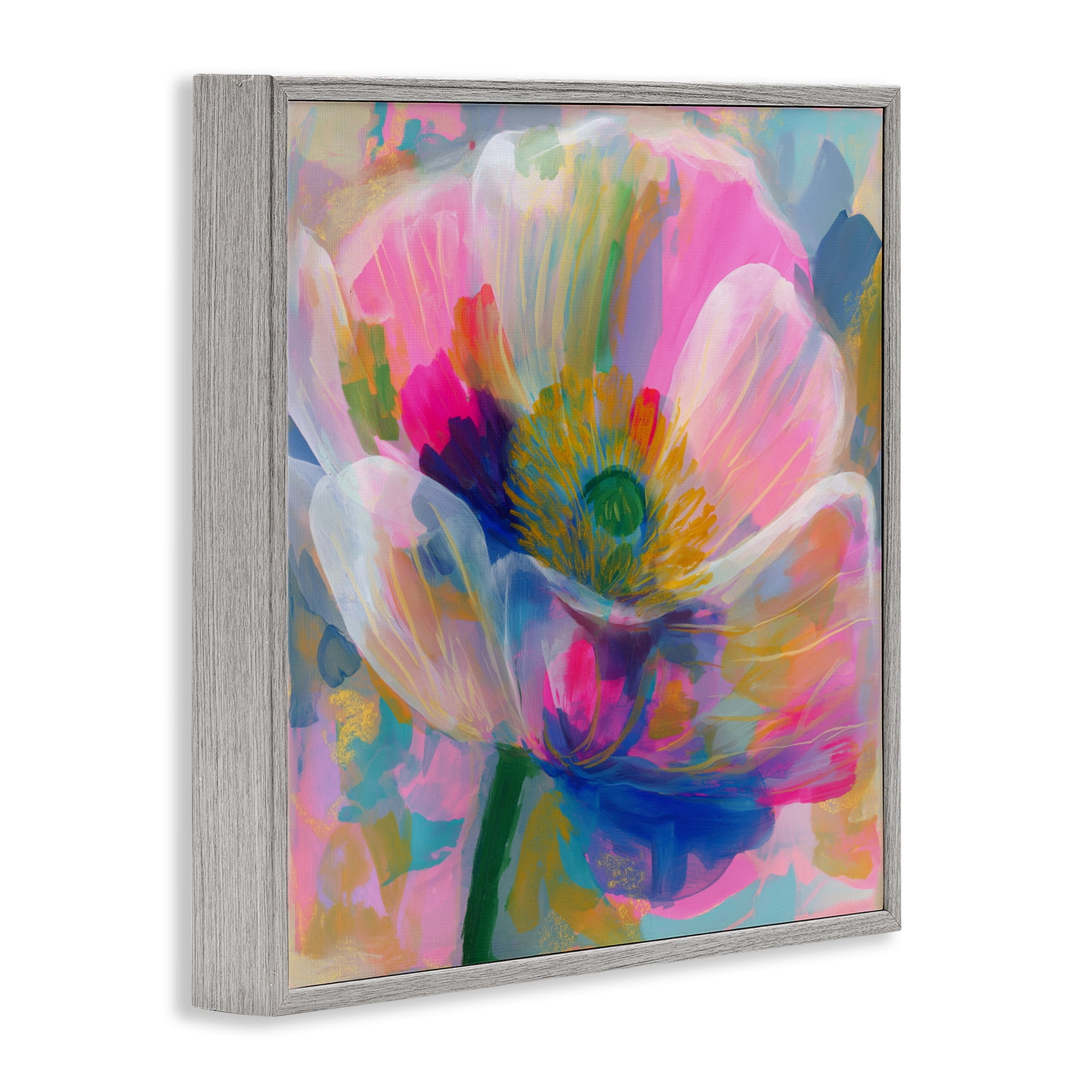 Stupell Industries Backlit Kaleidoscopic Poppy Gray Framed Giclee Art, design by Chromatic Storm Studio