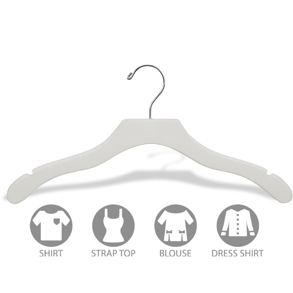 International Innovations White Wavy Top Hanger with Notches (Case of 100)