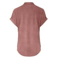 thumbnail image 5 of Cotton Blouses for Women,Womens Loose Casual V-Neck Top Short Sleeve Solid Color Slub Cotton Linen Button Down Fashion Breathable Blouse Pink 5Xl, 5 of 5