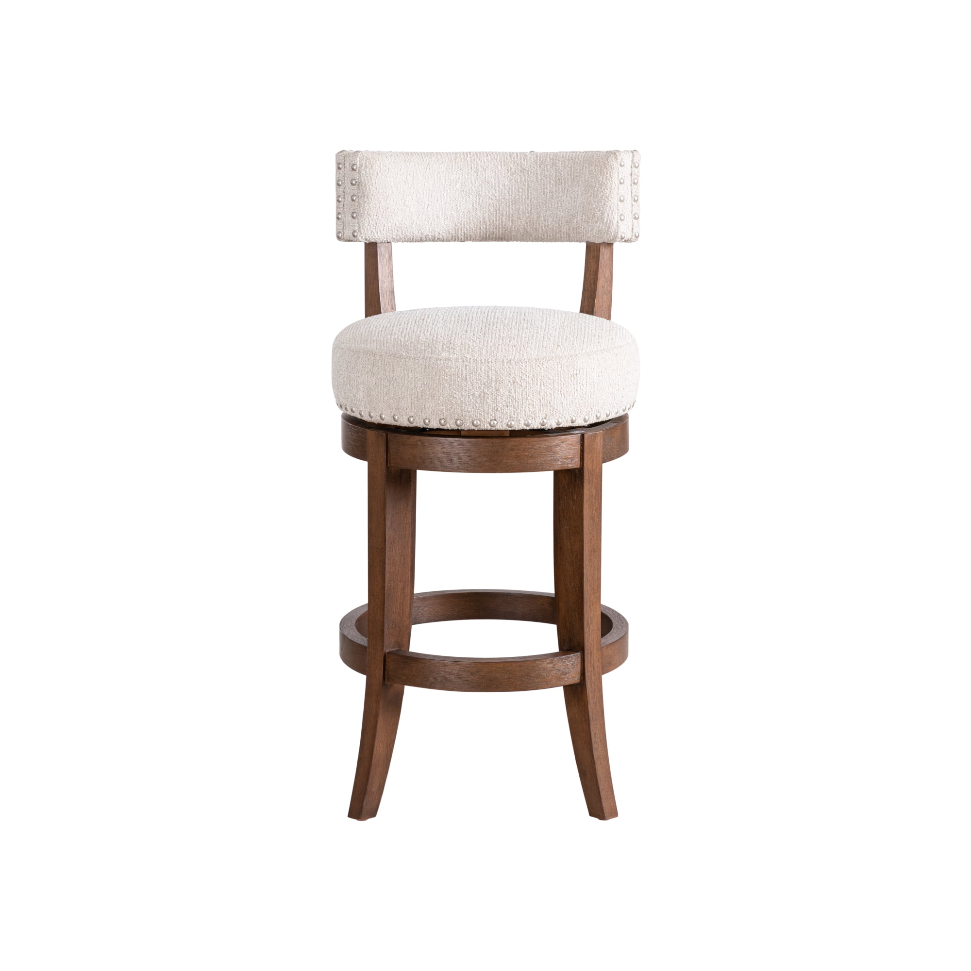 Mystic Brown Solid Wood Upholstered 26" Counter Height Swivel Barstool with Ancient Stone Fabric Seat - Set of 3