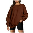 thumbnail image 3 of Siilsaa Womens Sweatshirts Trendy Womens Oversized Sweatshirt Crewneck Long Sleeve Tunic Pollover Shirts Side Zipper Hoodie Sweater 2024 Fall Clothes Brown,2XL, 3 of 5