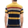 thumbnail image 2 of Men's Classic Cotton Blend Logo Short Sleeve Striped Embroidered Polo Shirt (Gold, XL), 2 of 3