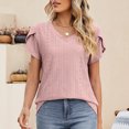 thumbnail image 4 of Birdeem Mode Femmes Décontracté Couleur Unie Col en V Manches Courtes Blouses Amples, 4 of 9