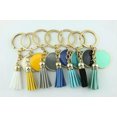 thumbnail image 2 of RSAMD Round Enamel Monogram Blank Key Ring 2.5cm Velvet Tassel Keychains Accessories-Gold Mint, 2 of 2