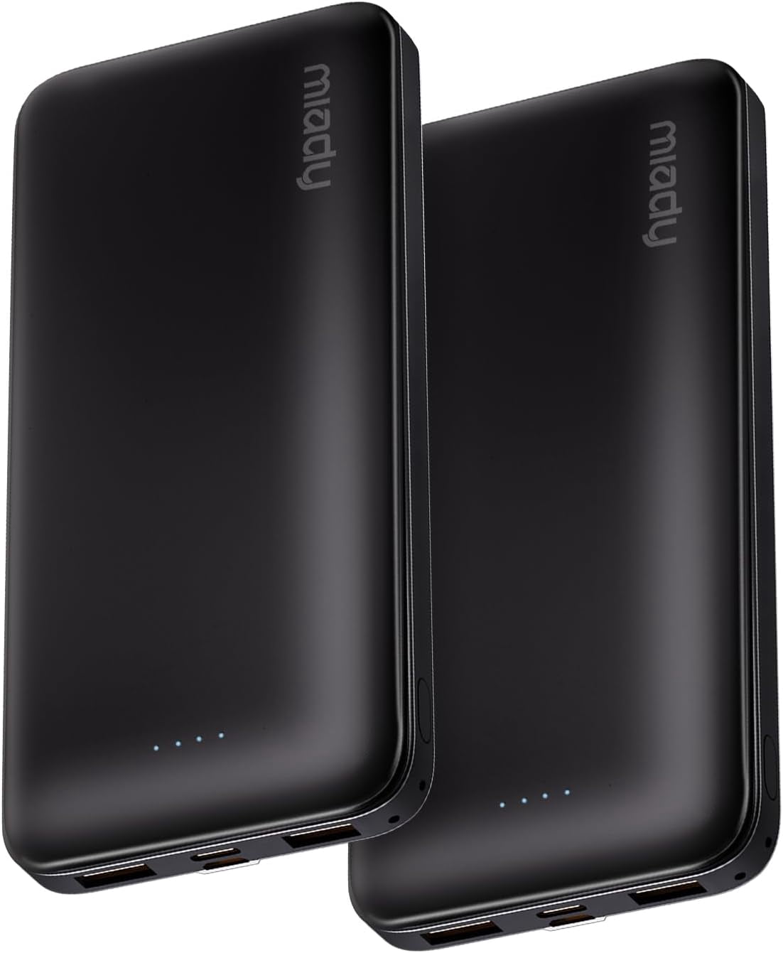 RGHJAR-2-Pack Portable Charger, Slim 10000mAh Power Bank Travel Battery Pack 3 Outputs 2 Inputs Compatible with iPhone 17/16/15/14/13 Galaxy S24/22 iPad Android etc (2 Black)