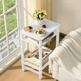 thumbnail image 5 of 28in Tall Side Table 3 Tier Small end Tables for Small Spaces, Narrow entryway Table with Storage, Entrance Tables for Front Door, Wooden Frame, for Living Room, Bedroom, Hall, White, 5 of 8