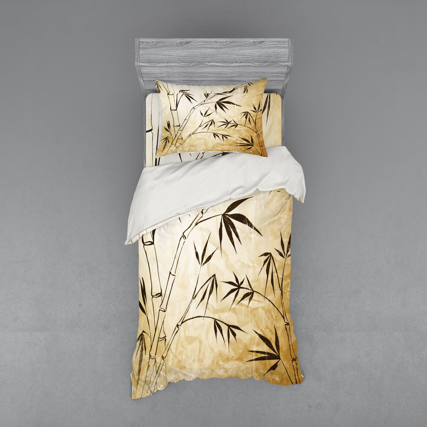 Bamboo Duvet Cover Set, Gradient Bamboo Leaves Flexibility Complex Root