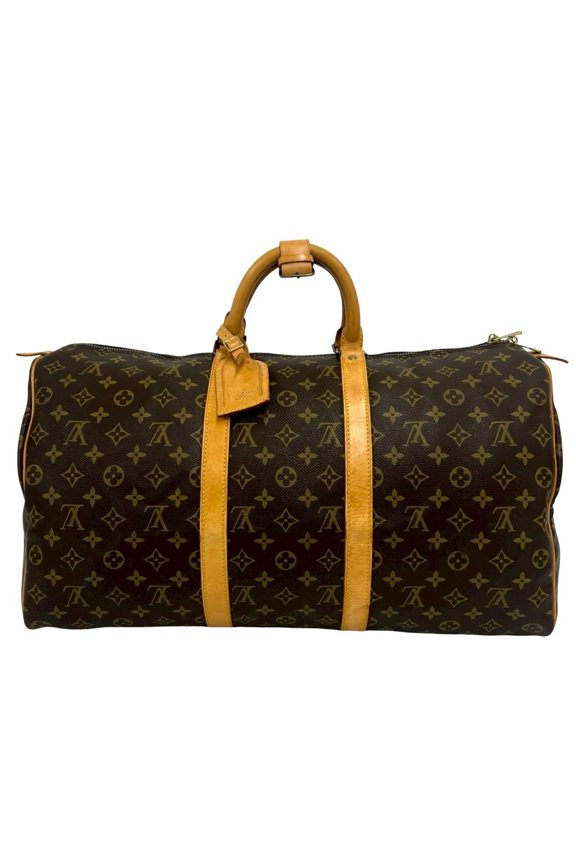 Pre-Owned LOUIS VUITTON Vintage Keepall 50 Monogram Leather Boston Bag Travel Brown 32709