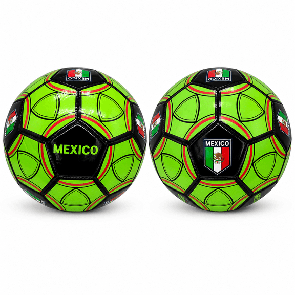 2 x Balls Mexico Team Logo Official Licensed Size 5 Soccer Ball - Green