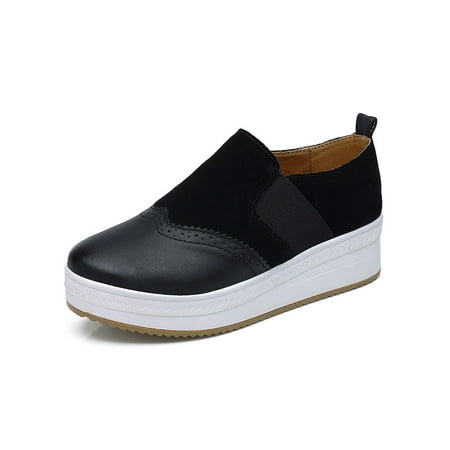 

Crocowalk Women Flats Non-Slip Sneakers Slip On Casual Shoes Womens Loafers Sports Lightweight Brogue Walking Shoe Black 6