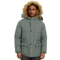 thumbnail image 3 of gbyLJF Men's Fleece Lined Down Jacket Thickened Solid Color Hooded Puffer Jacket Winter Warm Zip Up Cotton-padded Jackets with Pockets, 3 of 8