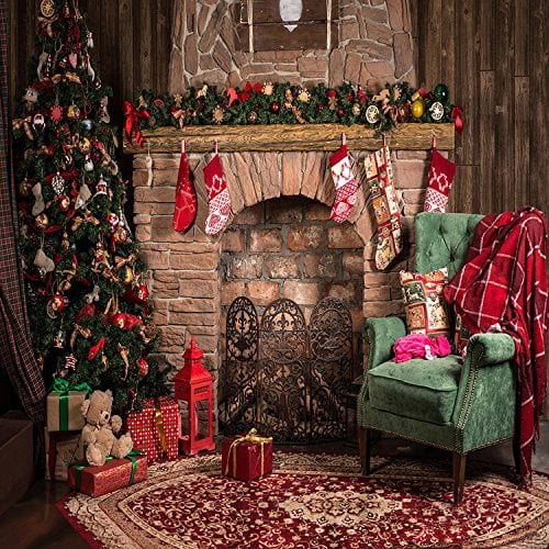 EREHome Polyester Fabric 5x7ft Christmas Tree Fireplace Socks Sofa