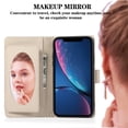 thumbnail image 6 of Compatible with iPhone XR Wallet Case, with Wrist Strap and Crossbody Strap, Make-up Mirror PU Leather Flip Credit Cell Cover Kickstand for iPhone XR Girls Women, Beige, 6 of 8