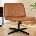 thumbnail image 7 of PayLessHere Criss Cross-Leg Office Chair - Armless Adjustable Fabric Seat,with No Wheels, Brown, 7 of 7