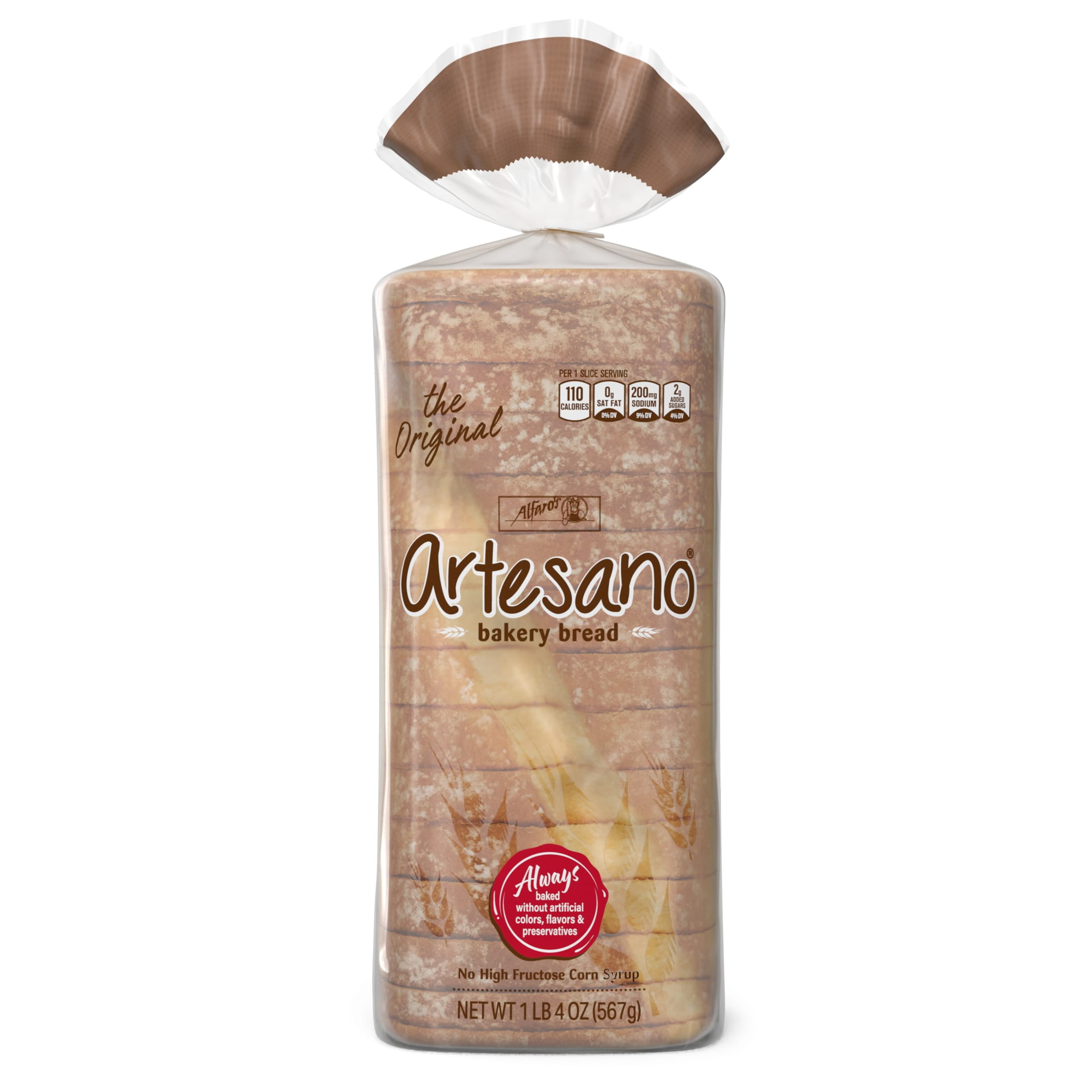 Alfaro's Artesano White Bakery Bread, 20 oz, White Bread, Bag