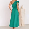 thumbnail image 4 of Ruyang Ladies Wrap Long Dress Ladies Summer New Long Dress 2024 New Slanted Shoulder Wooden Ear Edge Belt Dress Bridesmaid Dress, 4 of 5