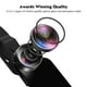 thumbnail image 2 of KEYWING Phone Camera Lens 3 in 1 Phone Lens Kit, 198 Fisheye Lens + 120 Super Wide-Angle Lens + 20x Macro Lens for iPhone Samsung Android Smartphone Black 3in1, 2 of 5