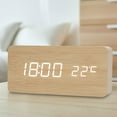 thumbnail image 4 of Reloj Despertador digital perfecl LED grande madera USB termómetro, 4 of 8