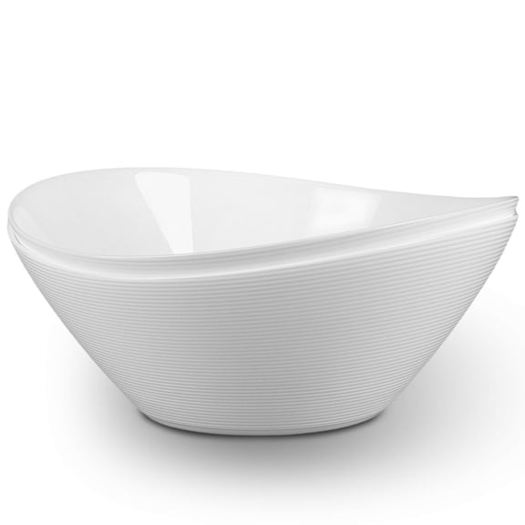LaGlint 66-oz Salad Bowl Set of 2, 10-inch Oval White Opal Glass Serving Dishes, Microwave & Dishwasher Safe