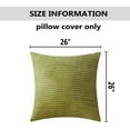 thumbnail image 5 of Set of 2 Green Pillow Covers Euro Pillow Shams 26x26 Striped Velvet Corduroy Decorative Europe Sham Spring Throw Pillow Covers for Couch, 26 x 26 inch, Grass Green, 5 of 14