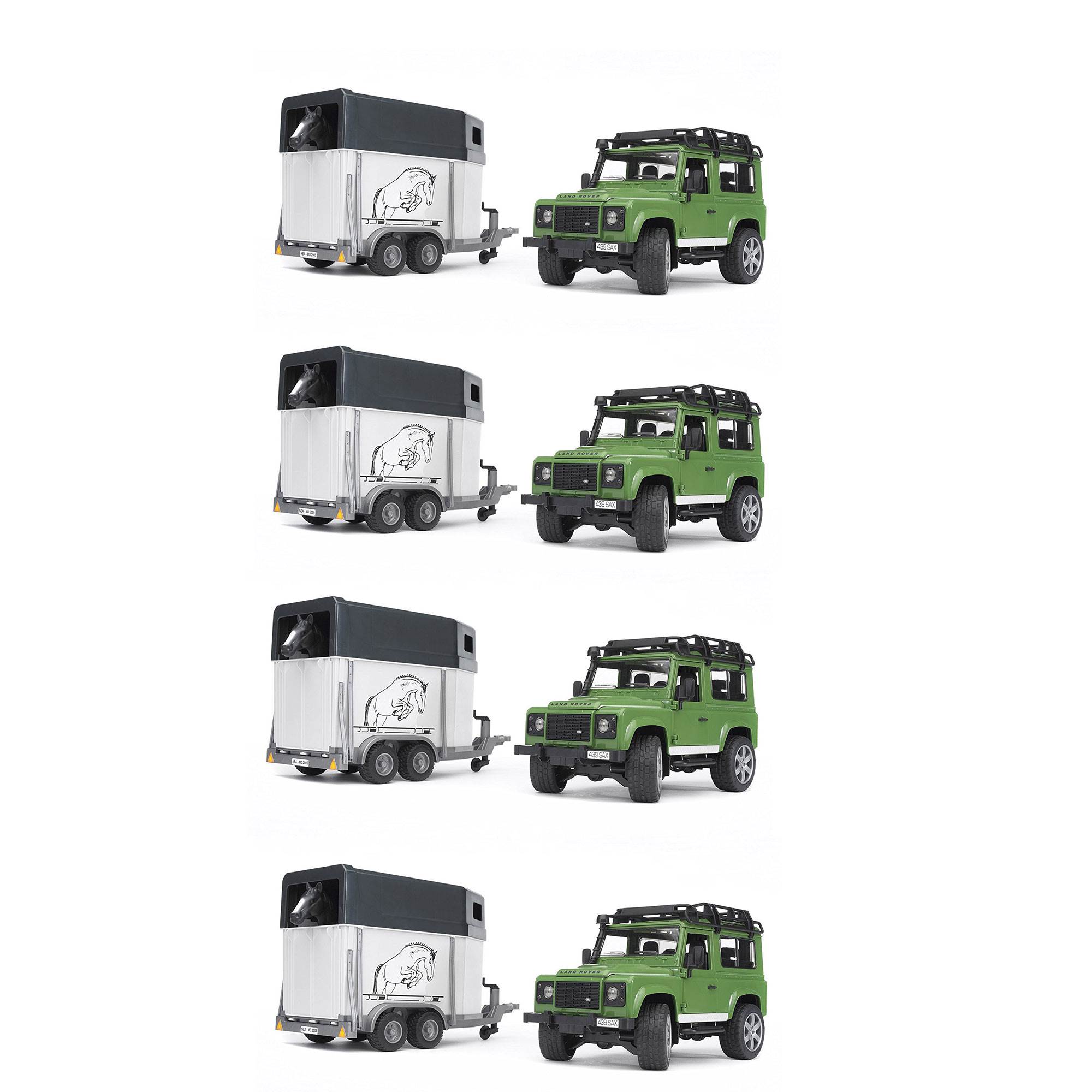 bruder land rover defender with horse trailer