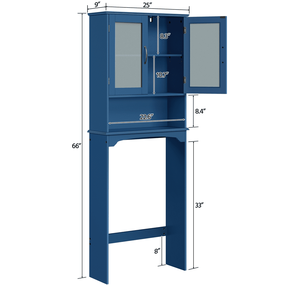 Alden Design Modern Free Standing Over-the-Toilet Storage for Bathroom, Navy Blue