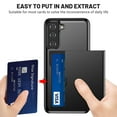 thumbnail image 3 of Dteck Case for Samsung Galaxy S22,Shockproof Wallet Card Slot Holder Pocket Slide Slim Fit Dual Layer Soft TPU Hard PC Hybrid Protective Back Cover for Galaxy S22 5G, Black, 3 of 6