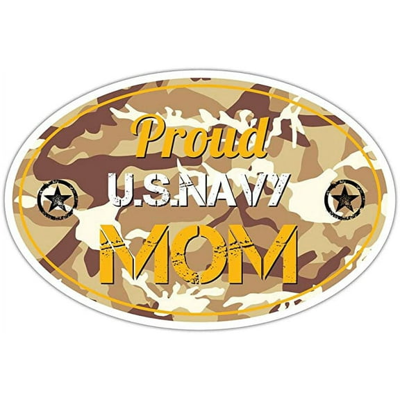 Camouflage Proud US Military Navy Mom Bumper Sticker Vinyl Decal 3"X 5"