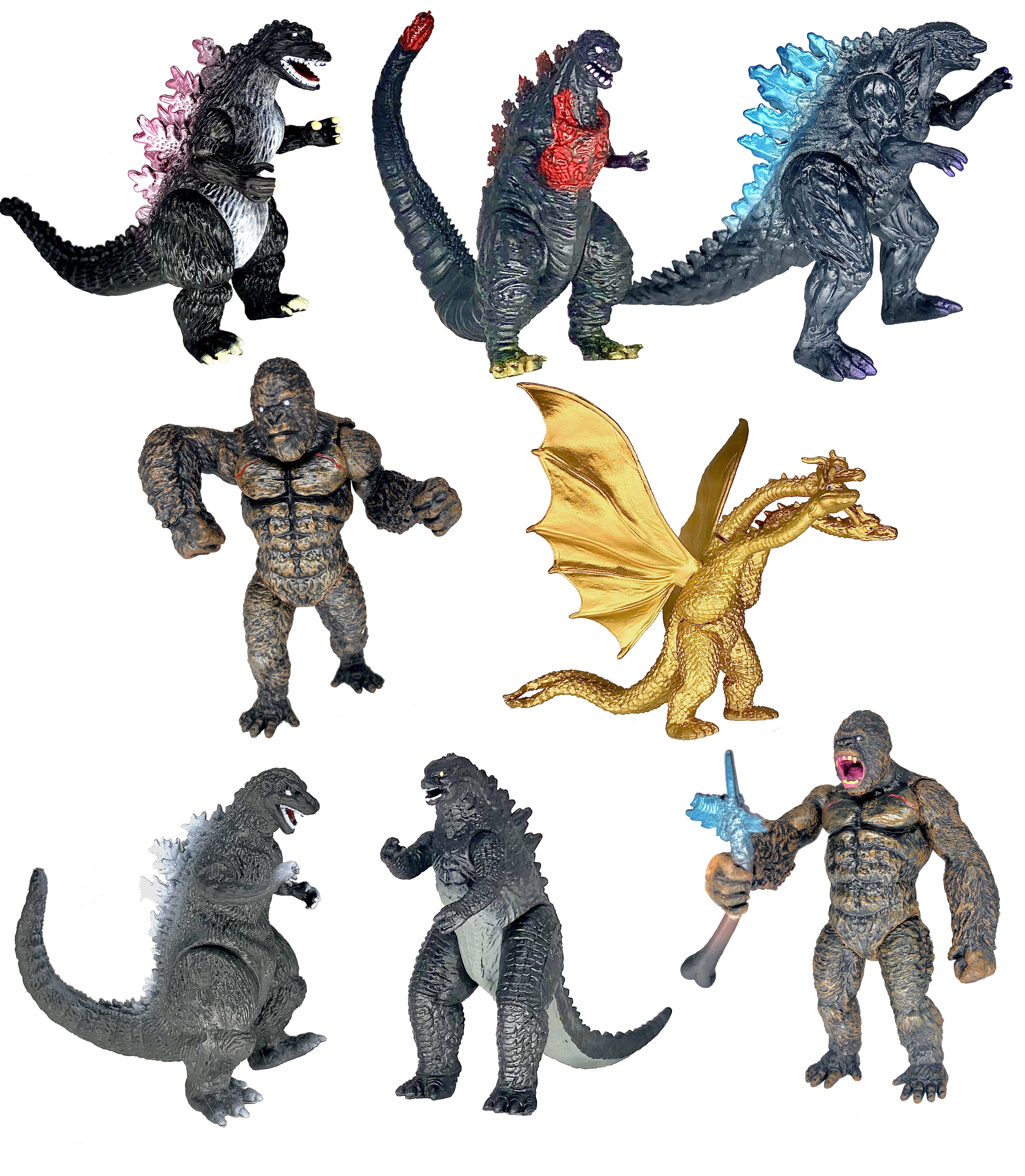21 8pcs King Kong Vs Godzilla Toys Movable Joint Action Figures King Of The Monsters Ghidorah Birthday Kid Gift Cake Toppers Walmart Com