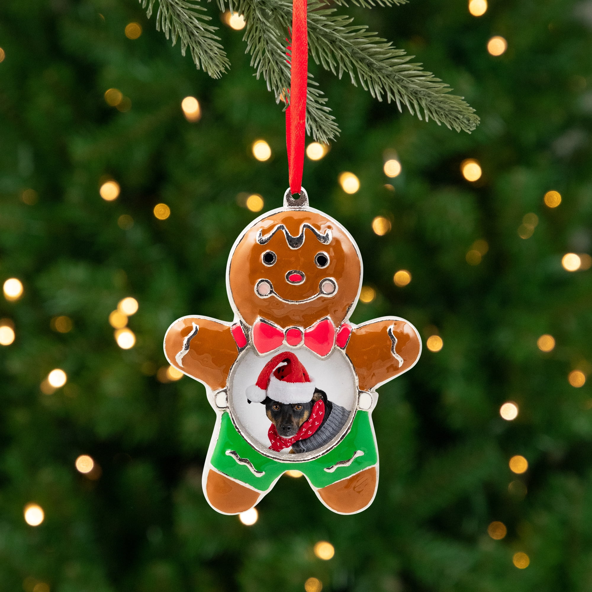 Gingerbread Man Photo Frame Christmas Ornament - 4"