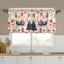 Yayeee Kitchen Curtains Set of 2 Light Filtering 57"x24" Over Sink Window Panels, Beige Christmas Santa
