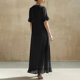 thumbnail image 7 of YuXingFu Boho Dresses for Women Maxi V-Neck Plus Size Womens Dress 1/4 Sleeve Solid Color Long Casual Summer Black S, 7 of 7