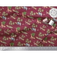 thumbnail image 3 of Soimoi Red polyester Crepe Fabric Animals & Palm Tree Decor Fabric Printed Yard 42 Inch Wide, 3 of 3