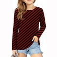 thumbnail image 2 of Lenpel Girls' Long Sleeve Shirts Striped Crew Neck Soft Casual Tunic Tops Fashion Blouses for Children 3-14 Years, 2 of 5