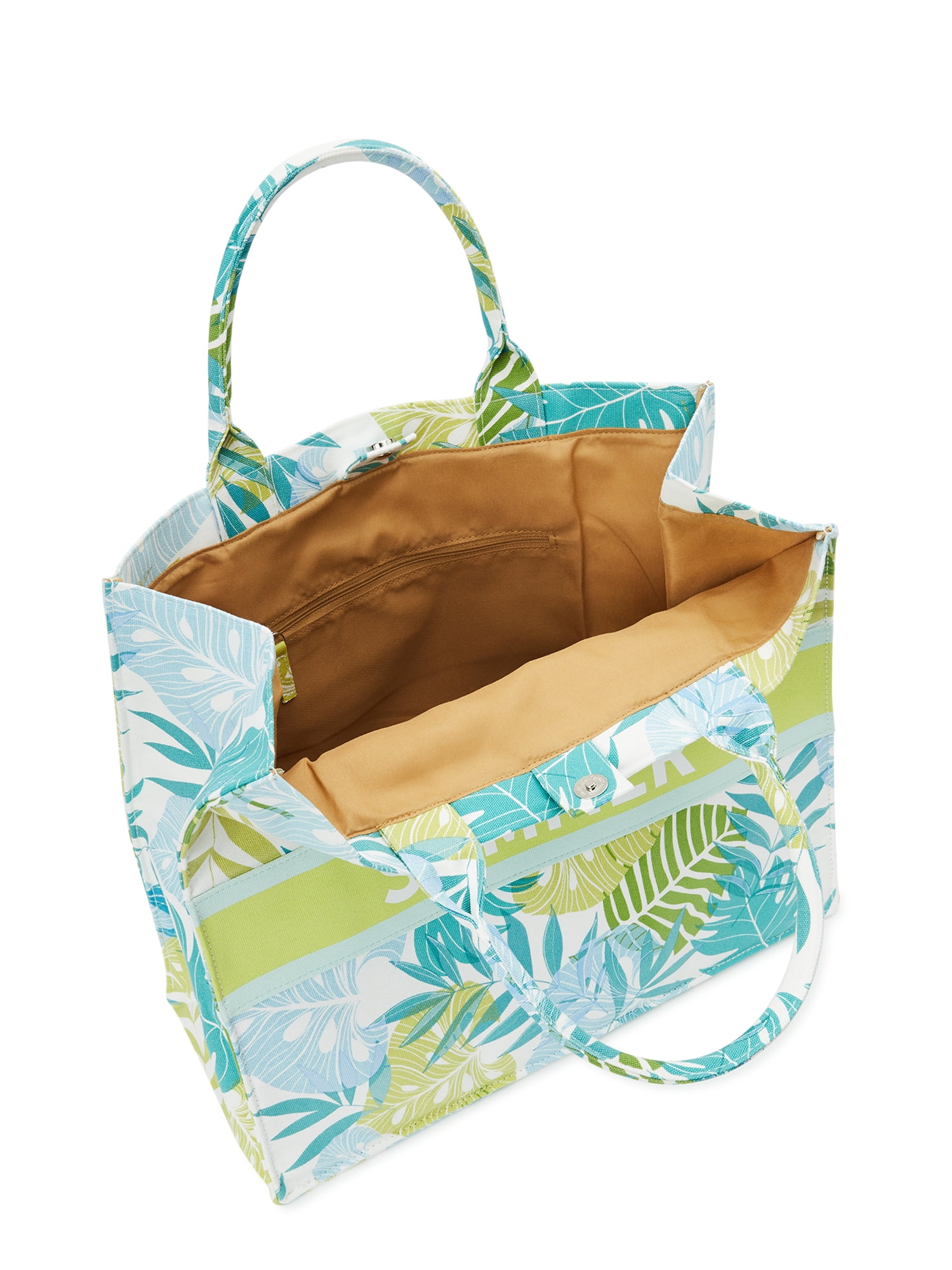 No Boundaries Women's Vinyl Beach Tote with Removable Glasses Case, Check 