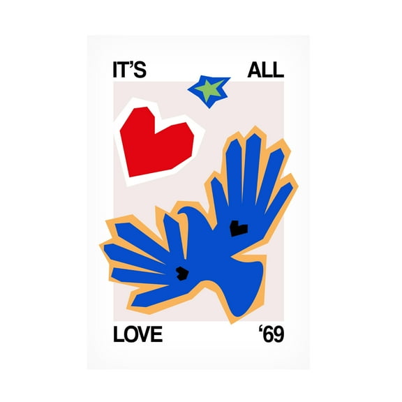 Trademark Fine Art Frances Collett  It's All Love '69 Bird Blue Canvas Wall Art