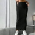 thumbnail image 6 of Skymirror Women Fall Winter Skirt High Waist Knitted Elastic Thick Warm Ankle Length Striped Slim Fit Soft Sheath Lady Maxi Skirt, 6 of 8