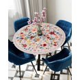 thumbnail image 4 of Spring Flower Round Fitted Tablecloth Colorful Wildflowers Leaf Black Watercolor Elastic Table Cloth Waterproof Oil Proof Seasonal Floral Table Cover Fits 45"-54" Round Tables for Party Dinner Decor, 4 of 5