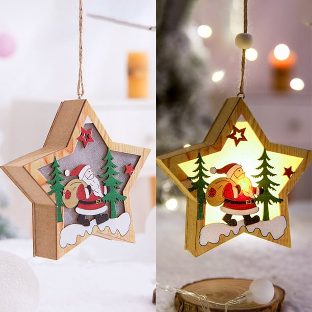 Adorno Navideño Leyfeng Estrella Papá Noel Luz LED Iluminada Decoración Colgante