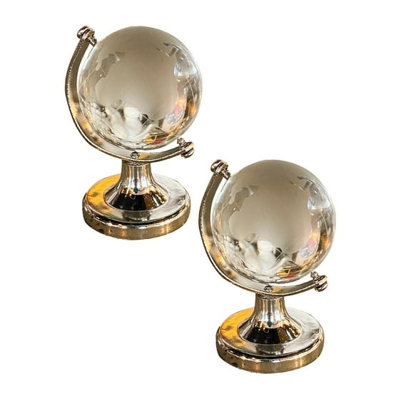 LAJFDIA 2PC Home Ornament, Mini Globe Desktop Ornament, Glass Ball, Desk Ornament Crafts