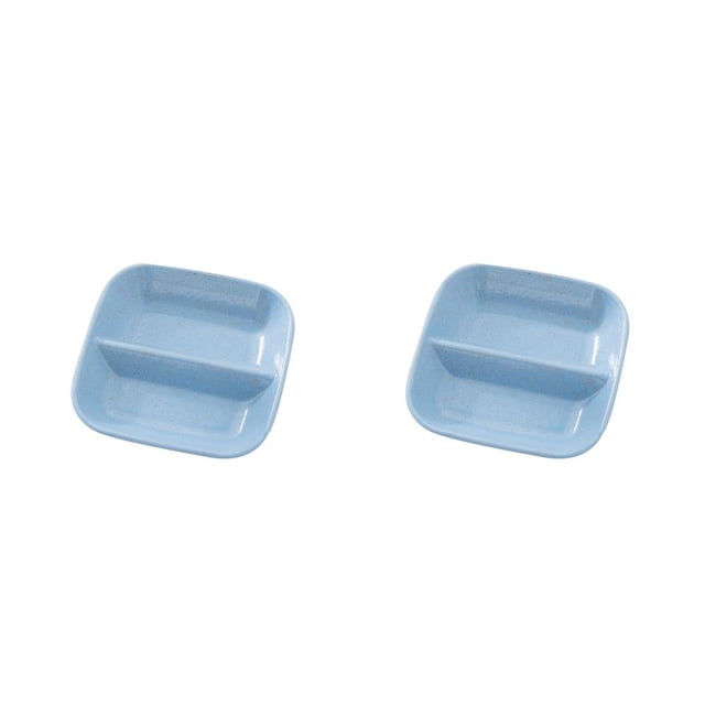 bedienty Square Divided Seasoning Dishes Table Sauce Container Kitchen Cutlery Snack Plate for sushi Dumpling blue 2Set