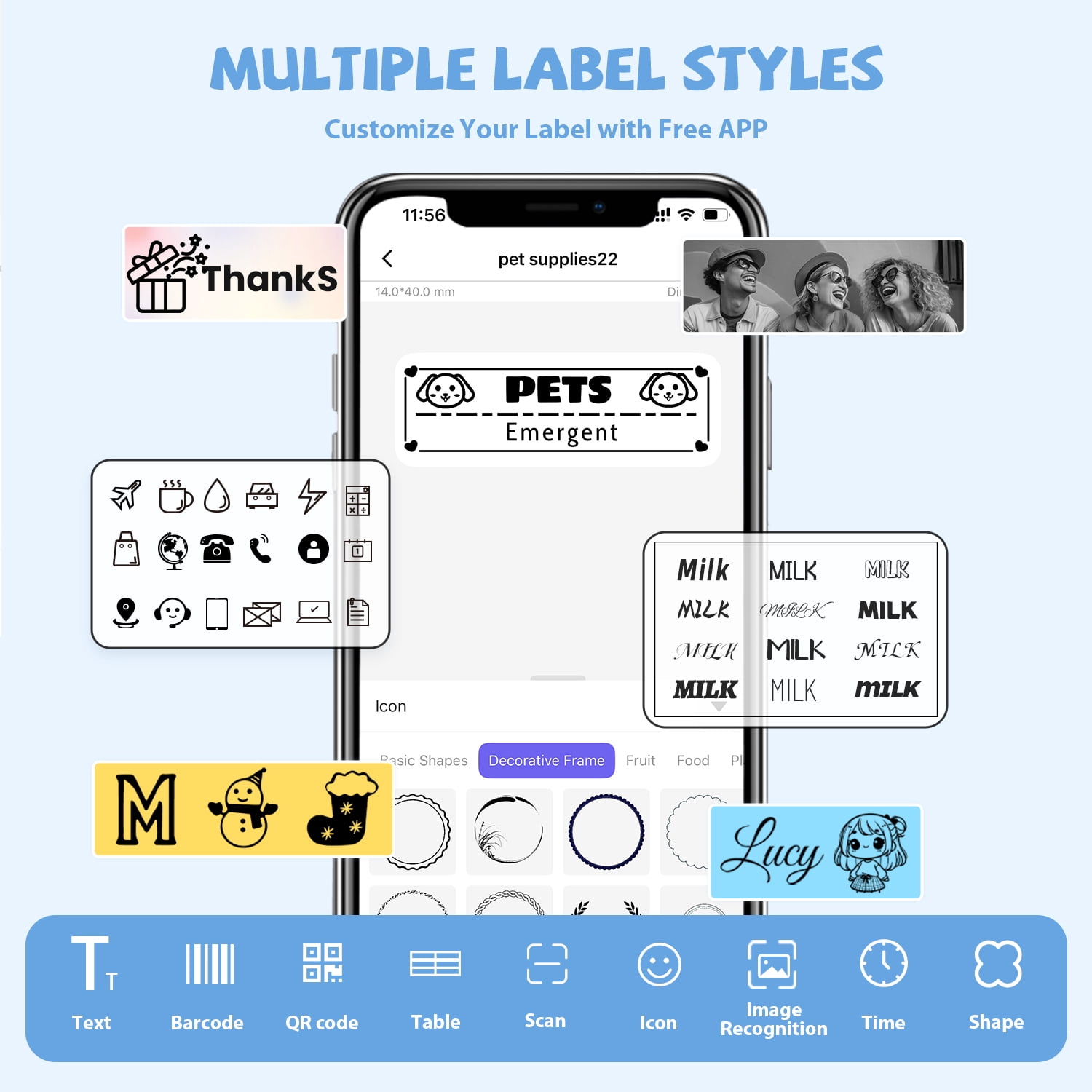 HKHKPI Label Maker Machine With Tape, Wireless Bluetooth Label Printer, Mini Labeler for School Home Office Organization, White