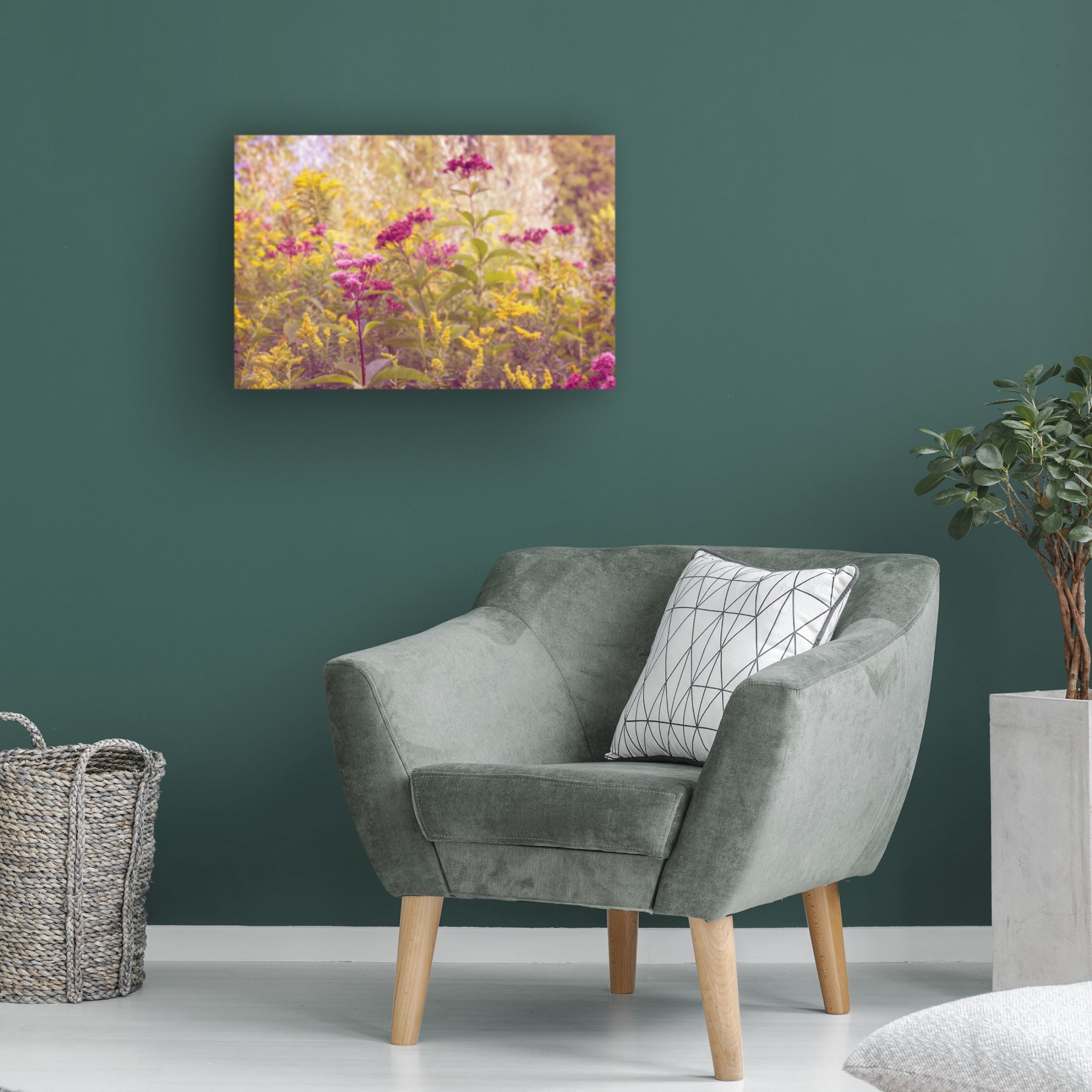 Canvas Wall Art - Brooke T. Ryan 'Plum and Mustard Wildflowers' Wall Art for Living Room, Bedroom, or Office Décor by Trademark Fine Art - 32 x 22 Inches