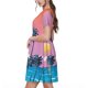 thumbnail image 2 of Easygdp Beach with Palm Trees para Vestido Transpirable de Mujer, Vestido Suelto de Manga Corta con Pliegues y Bolsillos para el Verano, 2 of 6