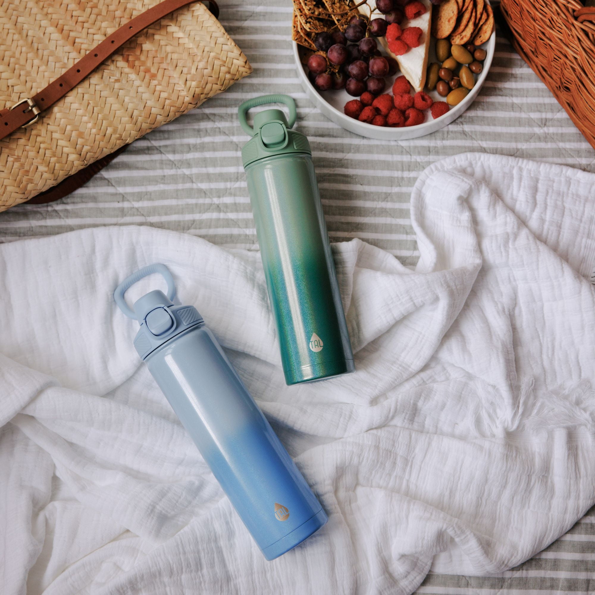 TAL 28oz Stainless Steel Ranger Push Lock Lid Water Bottle, Blue Shimmer